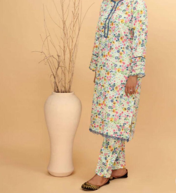 Floral Printed 2-Piece Co-Ord Set for Women – Soft Cotton Kurta & Trouser - Image 2